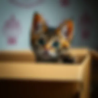 Curious Cat Peeking Out A cat curiously peeking out from a box