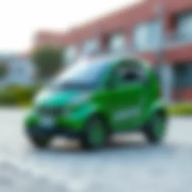 Eco-friendly small car highlighting its green features