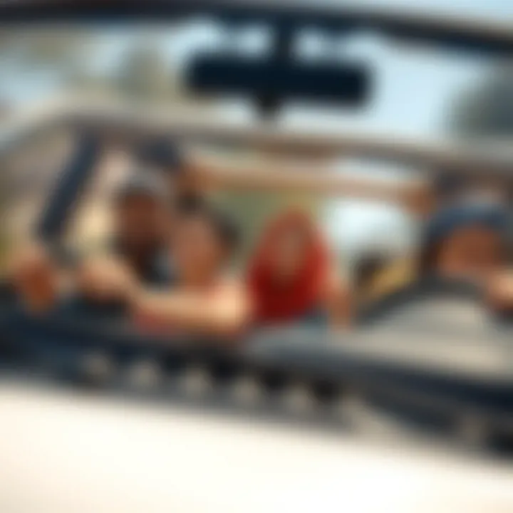 Family enjoying a day out in a small vehicle