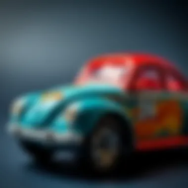 Close-up of a vintage Hot Wheels car showcasing its unique design