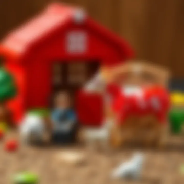 Colorful farm play set with animals and barn