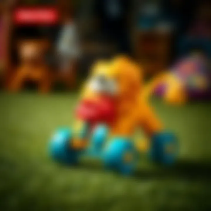 Demonstrating the features of the Fisher Price Lion Walker