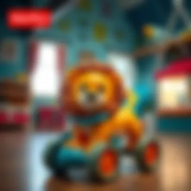 Fisher Price Lion Walker in a safe play environment