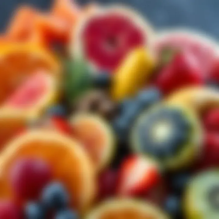 A variety of frozen fruits arranged beautifully