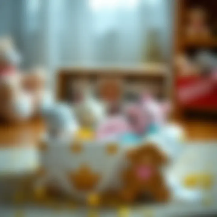 Gift box filled with baby accessories