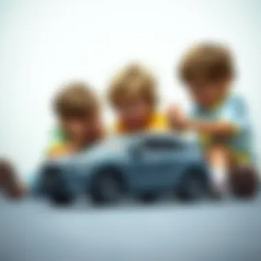 Children engaging in imaginative play with a small gray car