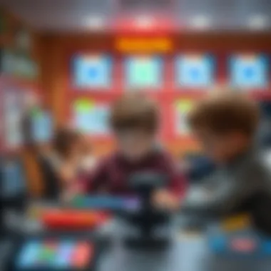 Children engaging with educational tools in the center