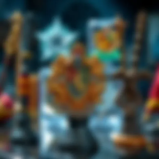 Magical Harry Potter merchandise showcasing wands and house crests