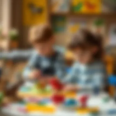 Children painting colorful animals