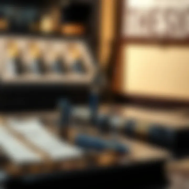 Elegant gift pens displayed in a luxurious setting