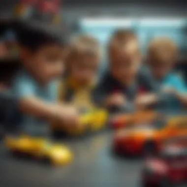 Children playing with Fast and Furious themed toys