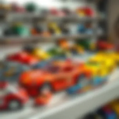 A collector’s shelf filled with rare Hot Wheels models