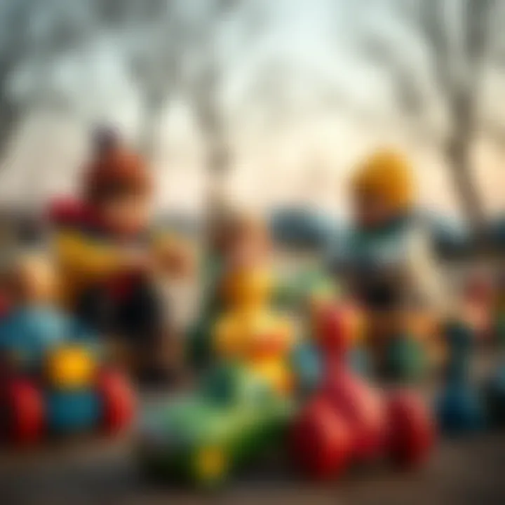 Children engaging with pull toys