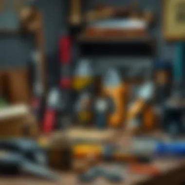 Detailed crafting tools and workspace