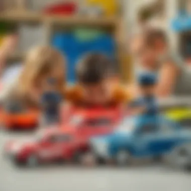 Children engaging in imaginative play with toy cars and police figures