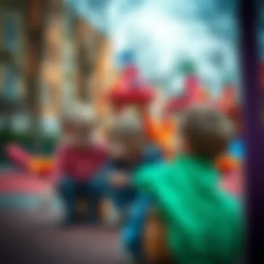 Children interacting and socializing at a playground