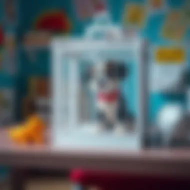 An educational setting featuring a cage toy dog, highlighting its role in child development.