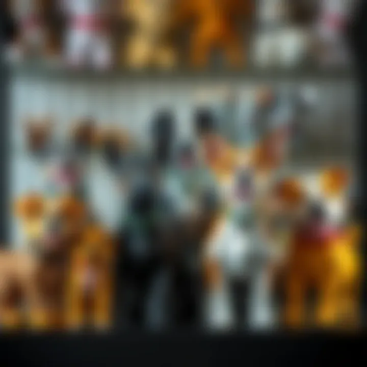 Different models of cage toy dogs displayed together, illustrating variety and design options for kids.