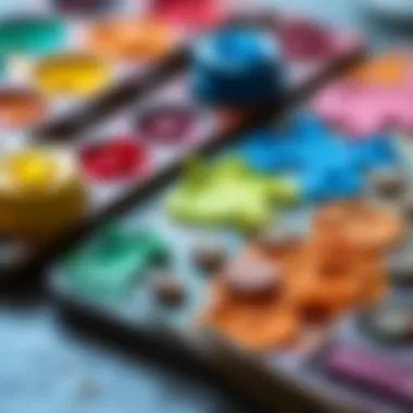 Close-up of high-quality dry paints on a palette