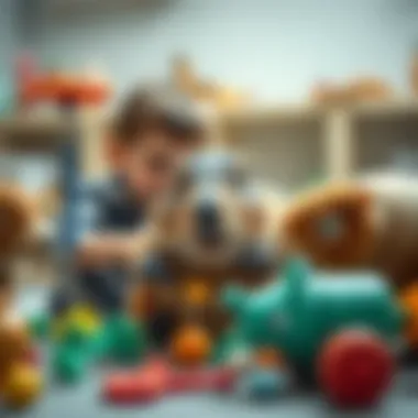 Children Engaging with Educational Capybara Toys Children engaging with educational capybara toys