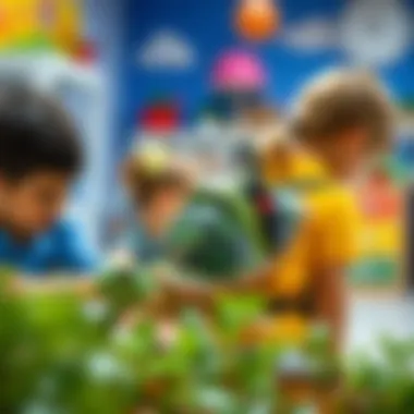 Children engaging with a turtle backpack in a playful environment