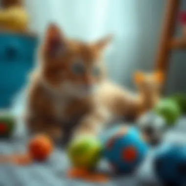 Colorful cat toys with balls for playful cats