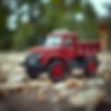 A vintage toy digger truck showcasing its historical design