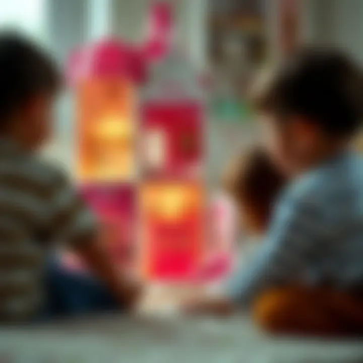 Children playing with the Barbie dream house, using their imagination and creativity