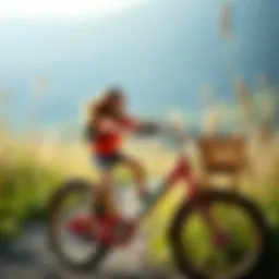 A girl exploring nature on her bicycle