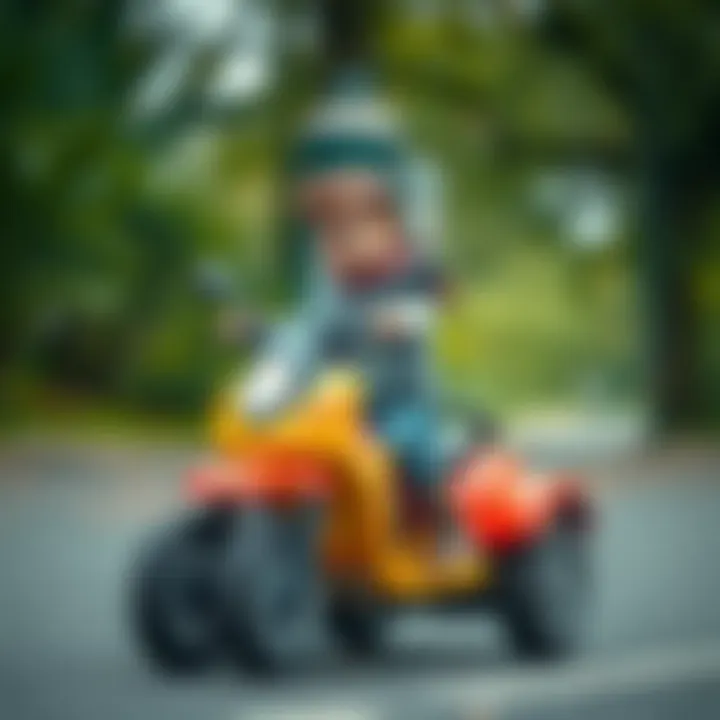 Child riding a three-wheeled motor safely