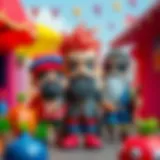 A vibrant illustration of Kral Şakir and his friends in a colorful setting, showcasing their unique characteristics and personalities.