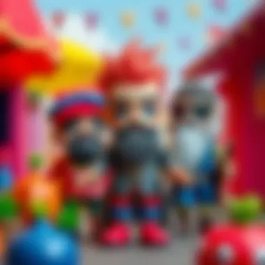 A vibrant illustration of Kral Şakir and his friends in a colorful setting, showcasing their unique characteristics and personalities.