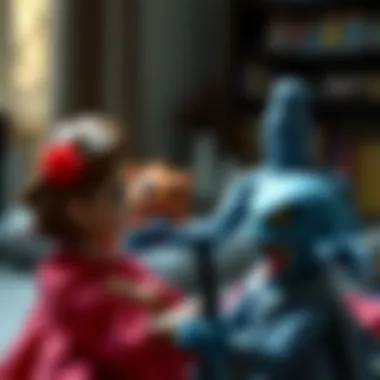 A parent and child discussing cultural perceptions of monsters in storytelling.