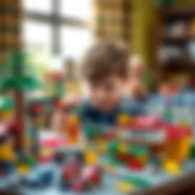 Building Skills with LEGO 60322 A child building structures with LEGO components