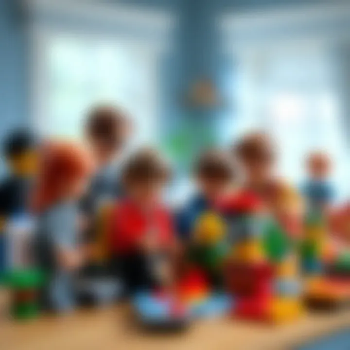 Group of children collaborating on a LEGO project