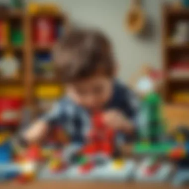 Child engaged in imaginative play with LEGO
