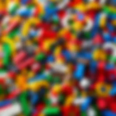 A colorful array of Lego bricks forming various shapes and characters