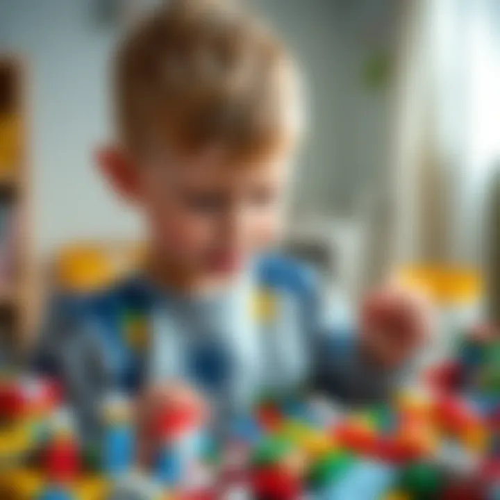Child engaged in Lego building activity