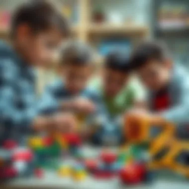 Children engaged in collaborative Lego Technic building