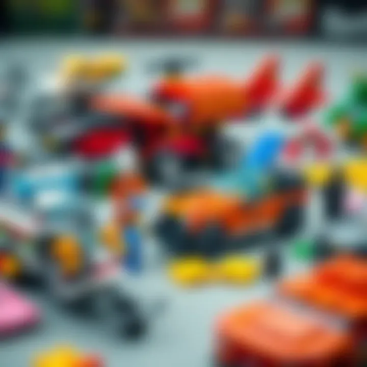 Diverse Lego Technic pieces arranged for creative building