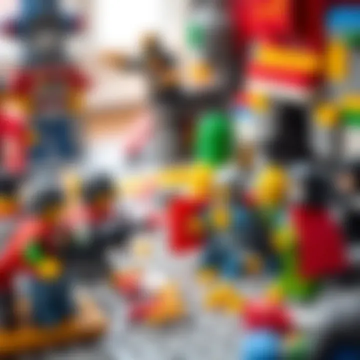 Colorful LEGO battle scene created by kids