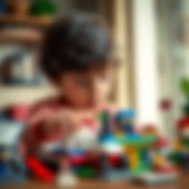 Child engaged in strategic building with LEGO sets