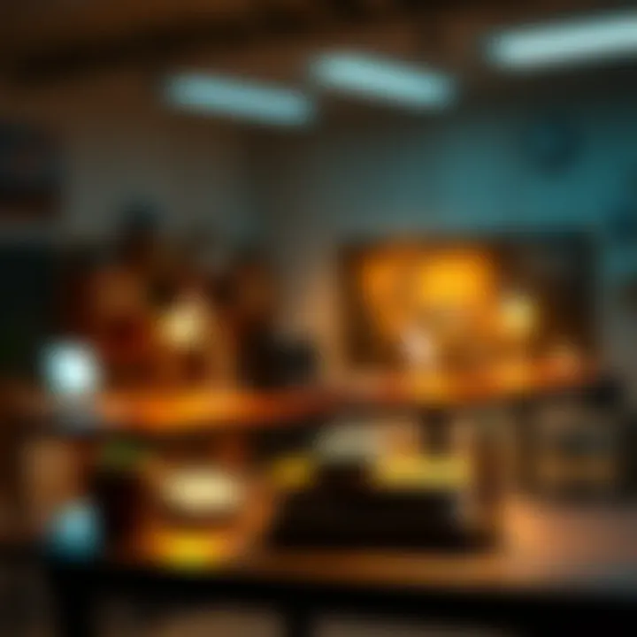 Educational setting showcasing light-based designs