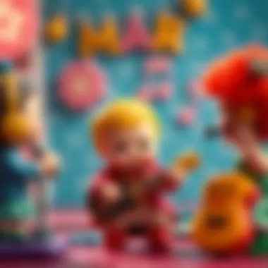 Colorful visuals representing child development through music