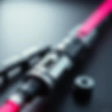 Close-up of materials used in laser sword design