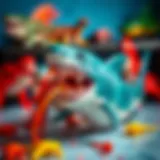 Colorful megalodon toys stimulating creativity