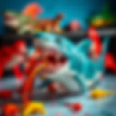 Colorful megalodon toys stimulating creativity