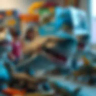 Parents choosing megalodon toys for their children