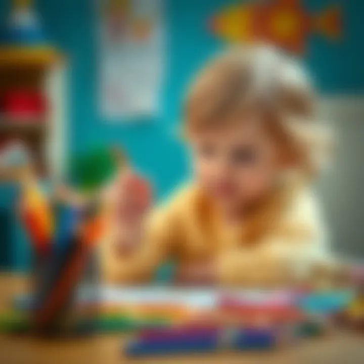 Child engaging in creative drawing with Migros colored pencils