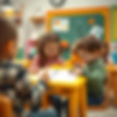 Children happily using a mini writing board in a classroom setting